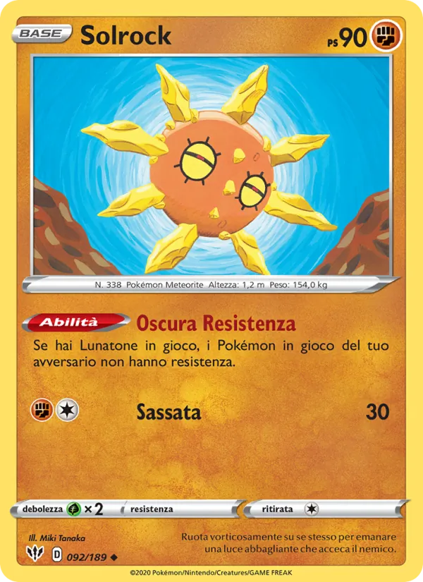Carta Solrock dell'espansione Fiamme Oscure, numero 92/189