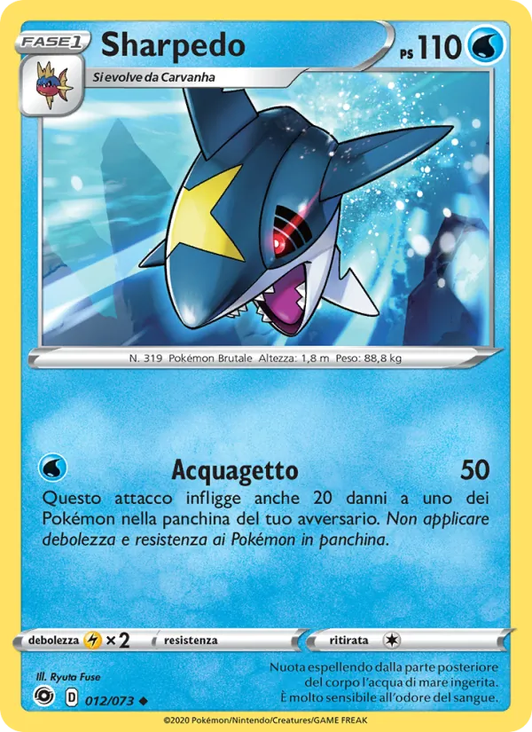 Carta Sharpedo dell'espansione Futuri Campioni, numero 12/73