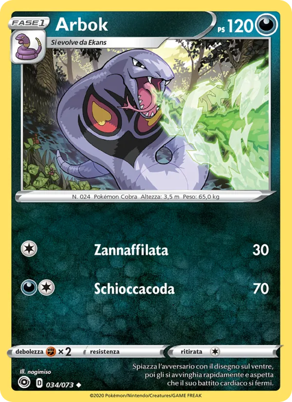 Carta Arbok dell'espansione Futuri Campioni, numero 34/73