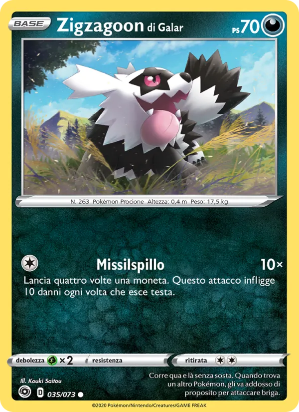 Carta Zigzagoon di Galar dell'espansione Futuri Campioni, numero 35/73
