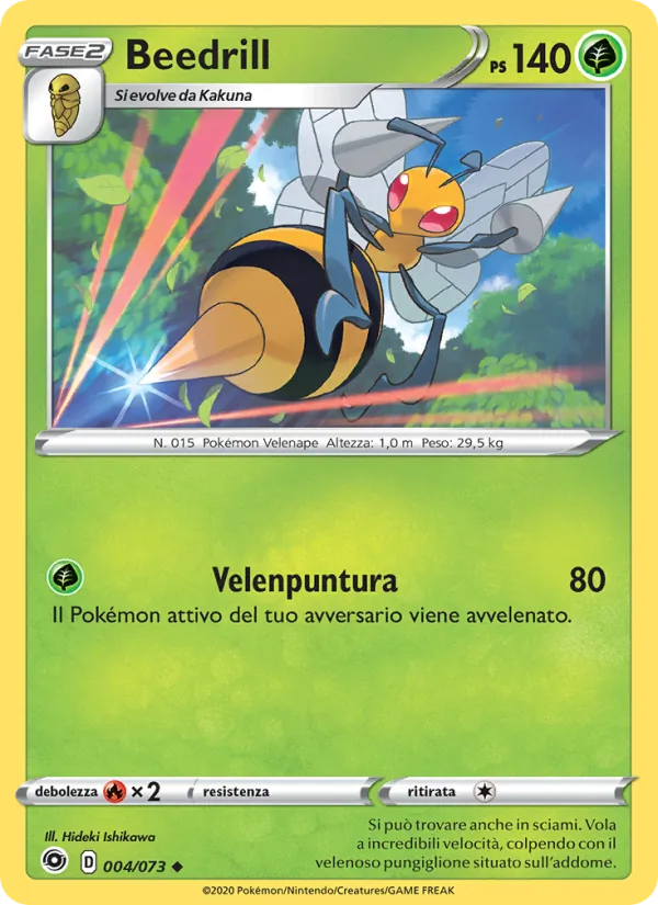 Carta Beedrill dell'espansione Futuri Campioni, numero 4/73