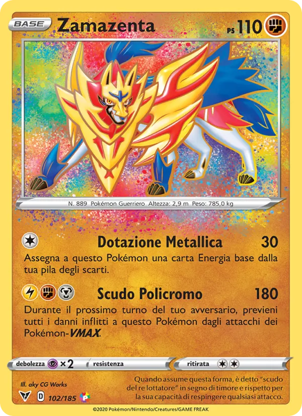Carta Zamazenta dell'espansione Voltaggio Sfolgorante, numero 102/185