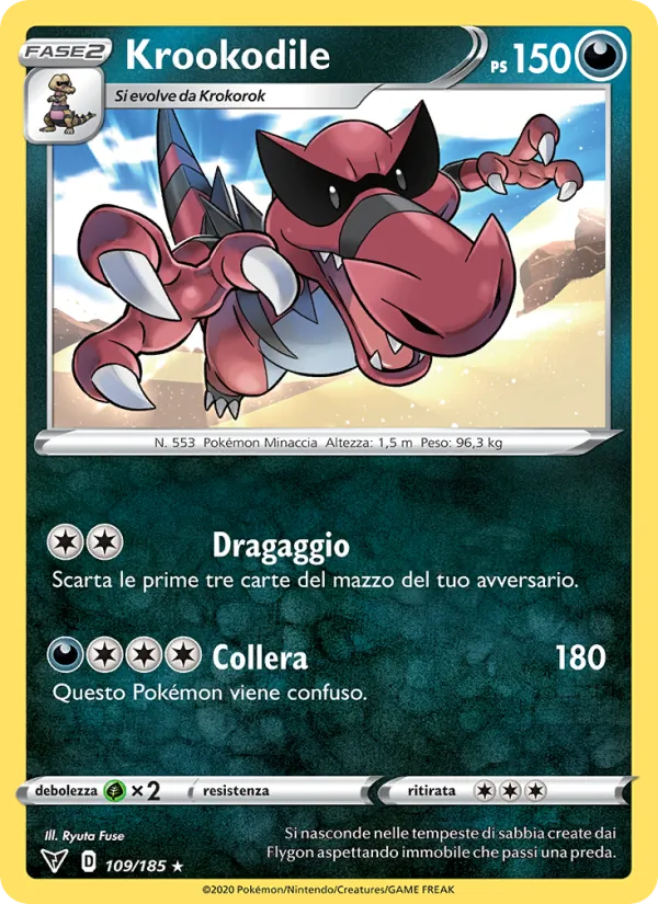 Carta Krookodile dell'espansione Voltaggio Sfolgorante, numero 109/185