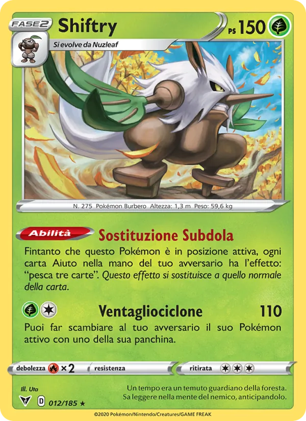 Carta Shiftry dell'espansione Voltaggio Sfolgorante, numero 12/185