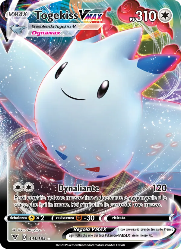 Carta Togekiss VMAX dell'espansione Voltaggio Sfolgorante, numero 141/185