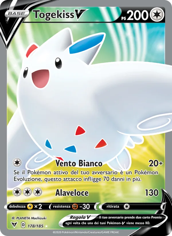 Carta Togekiss V dell'espansione Voltaggio Sfolgorante, numero 178/185