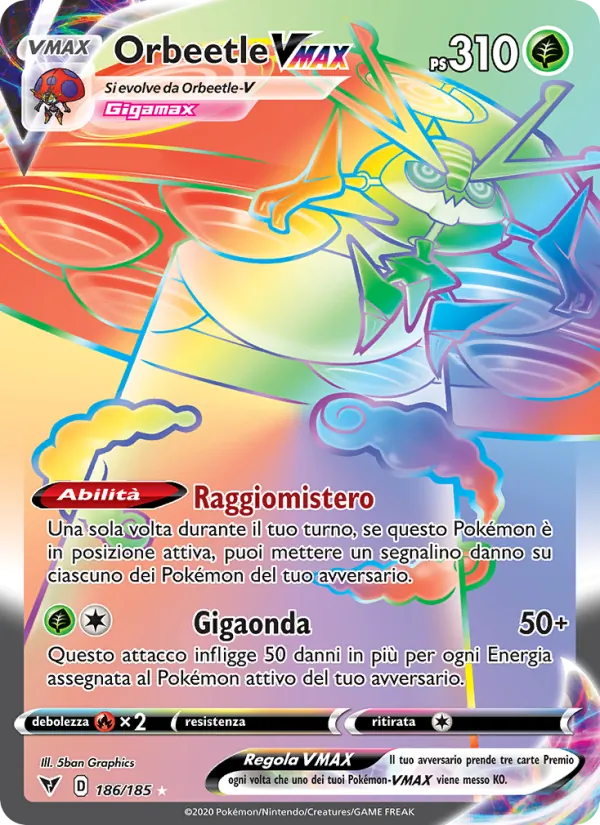 Carta Orbeetle VMAX dell'espansione Voltaggio Sfolgorante, numero 186/185