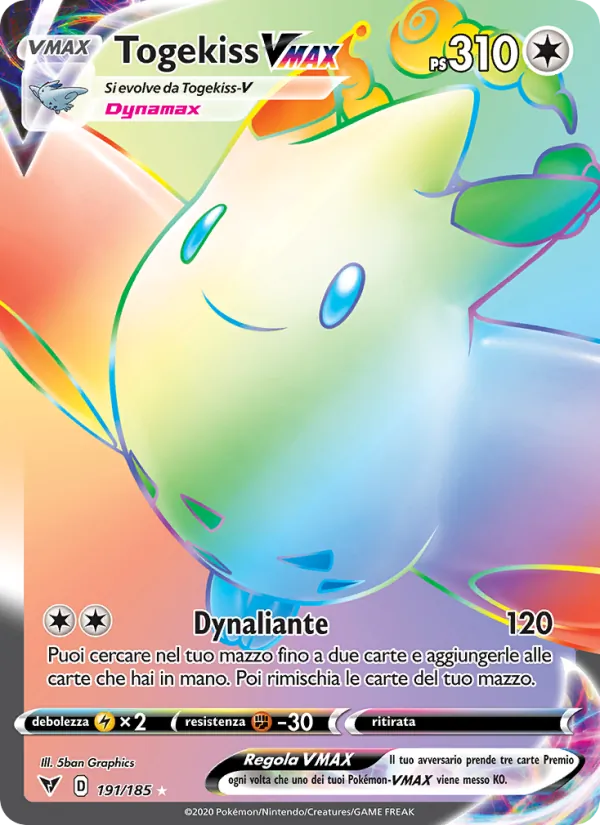Carta Togekiss VMAX dell'espansione Voltaggio Sfolgorante, numero 191/185