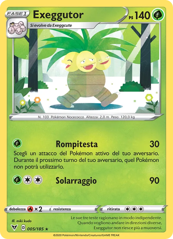 Carta Exeggutor dell'espansione Voltaggio Sfolgorante, numero 5/185