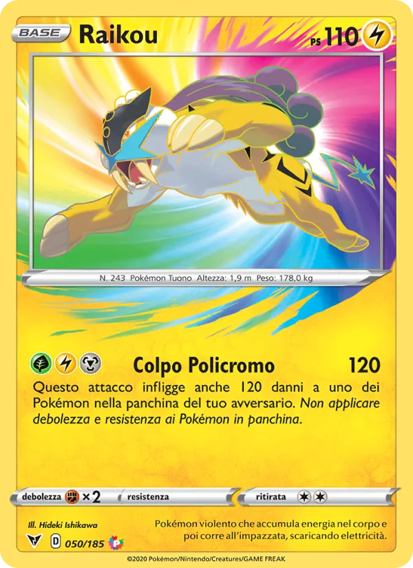 Carta Raikou dell'espansione Voltaggio Sfolgorante, numero 50/185