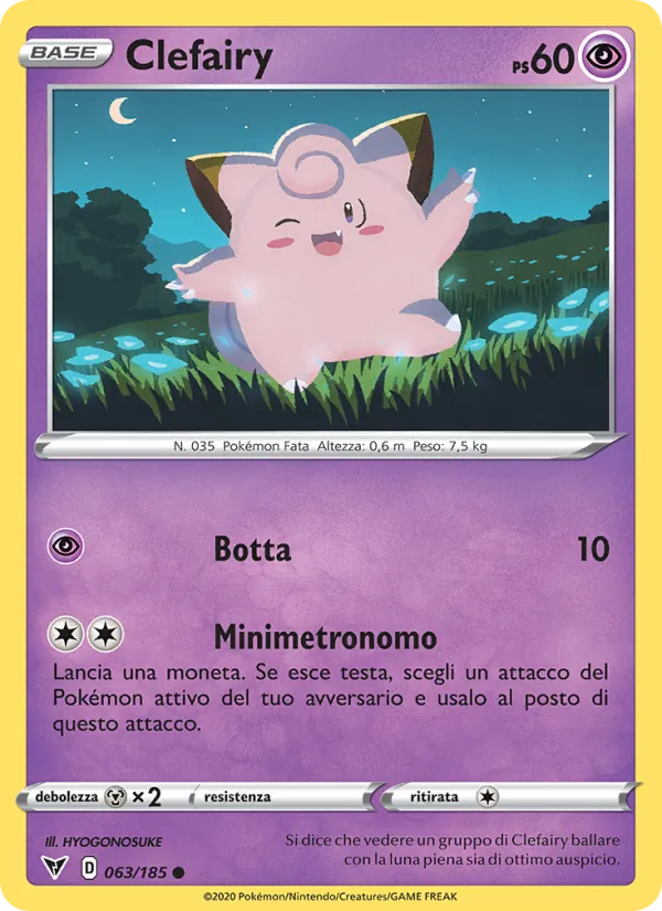 Carta Clefairy dell'espansione Voltaggio Sfolgorante, numero 63/185