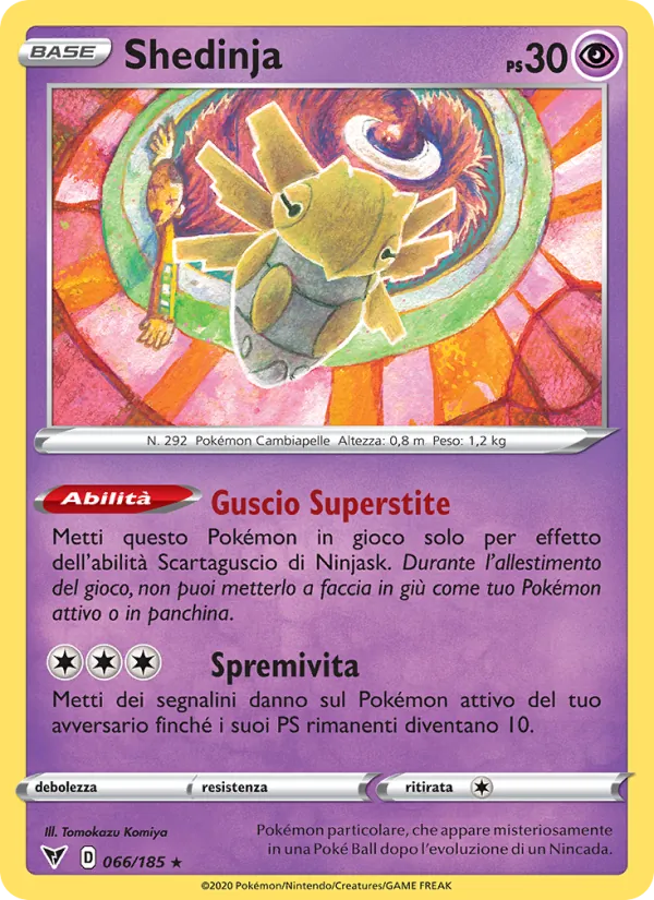 Carta Shedinja dell'espansione Voltaggio Sfolgorante, numero 66/185
