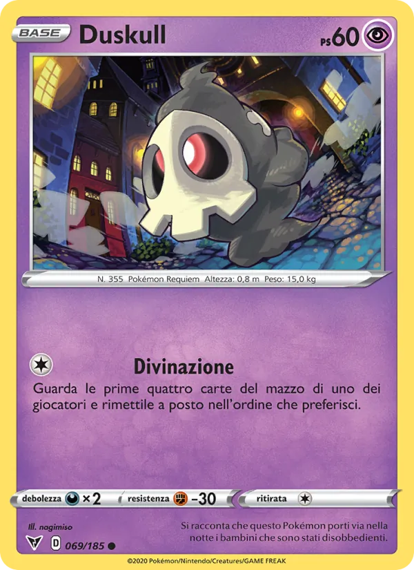 Carta Duskull dell'espansione Voltaggio Sfolgorante, numero 69/185