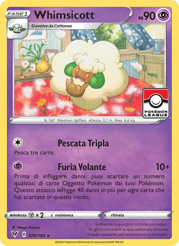 Carta Whimsicott dell'espansione Voltaggio Sfolgorante, numero 76/185