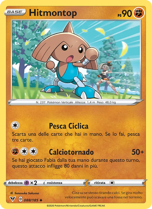 Carta Hitmontop dell'espansione Voltaggio Sfolgorante, numero 88/185