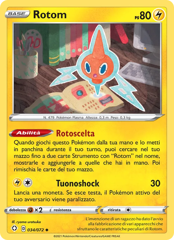 Carta Rotom dell'espansione Destino Splendente, numero 34/72