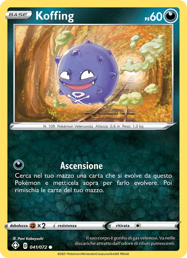 Carta Koffing dell'espansione Destino Splendente, numero 41/72