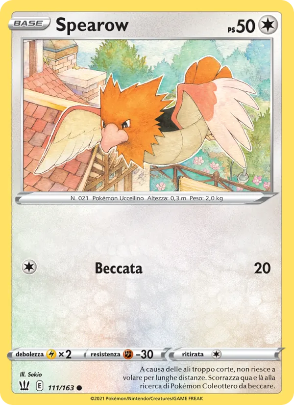 Carta Spearow dell'espansione Stili di Lotta, numero 111/163