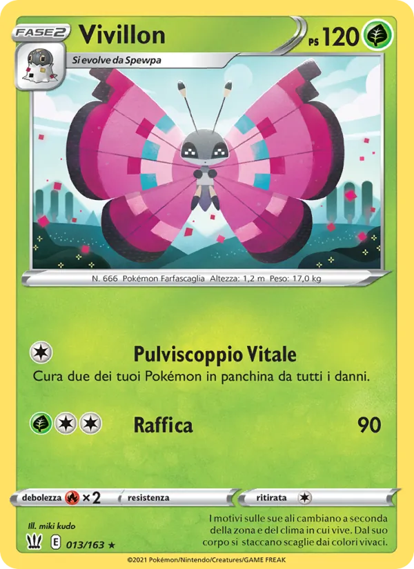 Carta Vivillon dell'espansione Stili di Lotta, numero 13/163