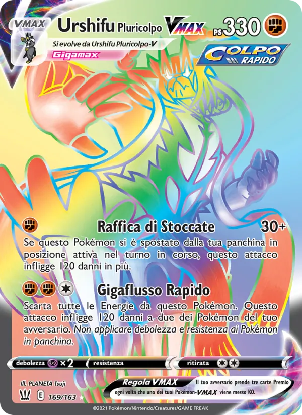Carta Urshifu Pluricolpo VMAX dell'espansione Stili di Lotta, numero 169/163