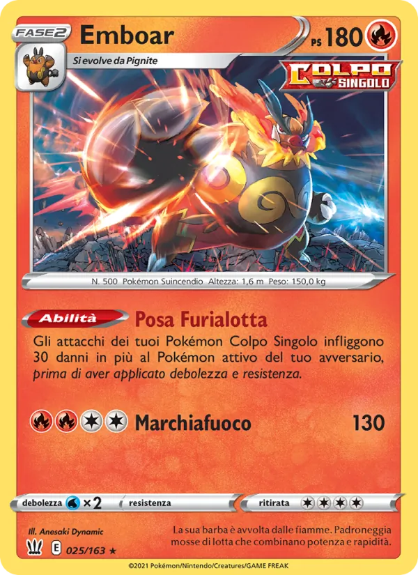 Carta Emboar dell'espansione Stili di Lotta, numero 25/163