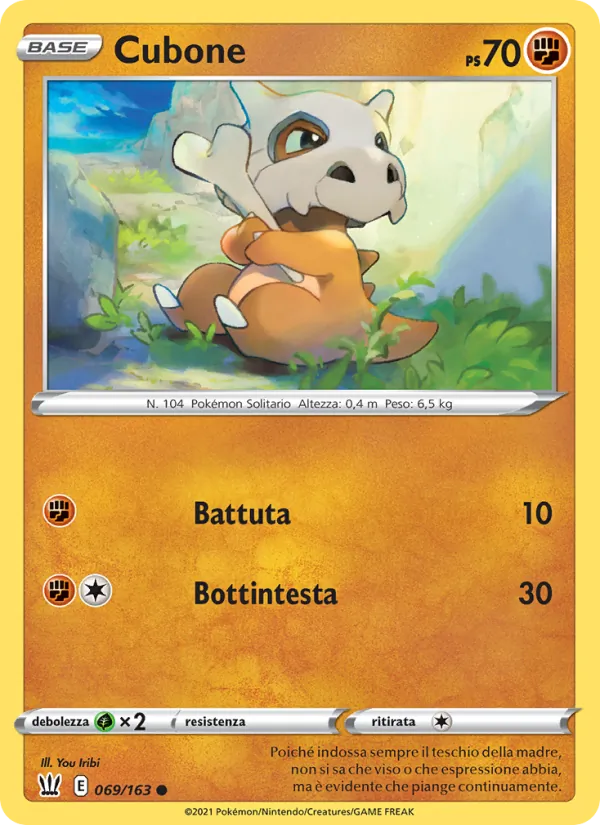 Carta Cubone dell'espansione Stili di Lotta, numero 69/163