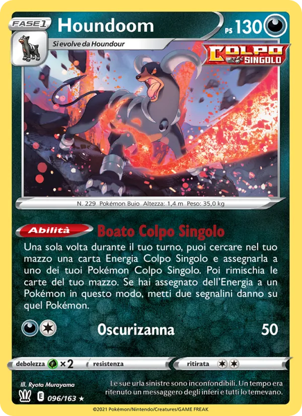 Carta Houndoom dell'espansione Stili di Lotta, numero 96/163