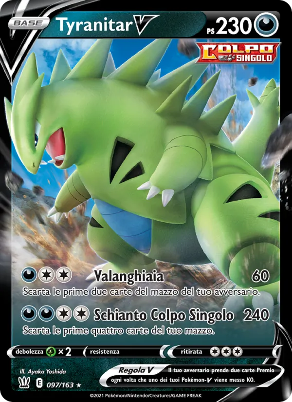 Carta Tyranitar V dell'espansione Stili di Lotta, numero 97/163