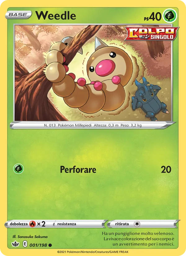 Carta Weedle dell'espansione Regno Glaciale, numero 1/198
