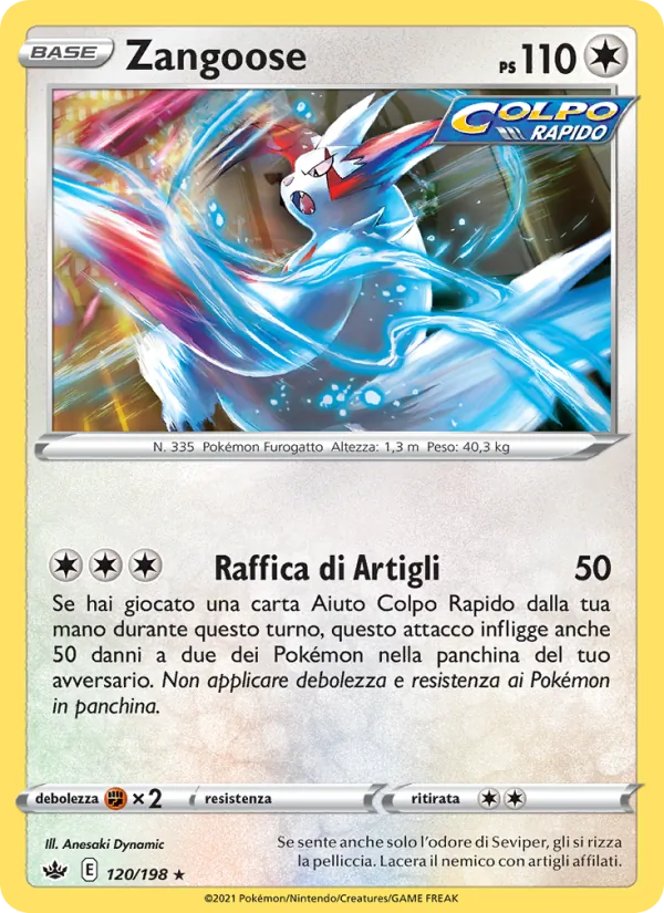 Carta Zangoose dell'espansione Regno Glaciale, numero 120/198