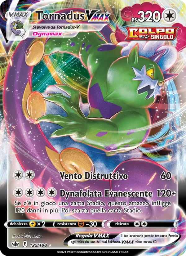 Carta Tornadus VMAX dell'espansione Regno Glaciale, numero 125/198