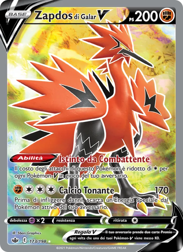 Carta Zapdos di Galar V dell'espansione Regno Glaciale, numero 173/198