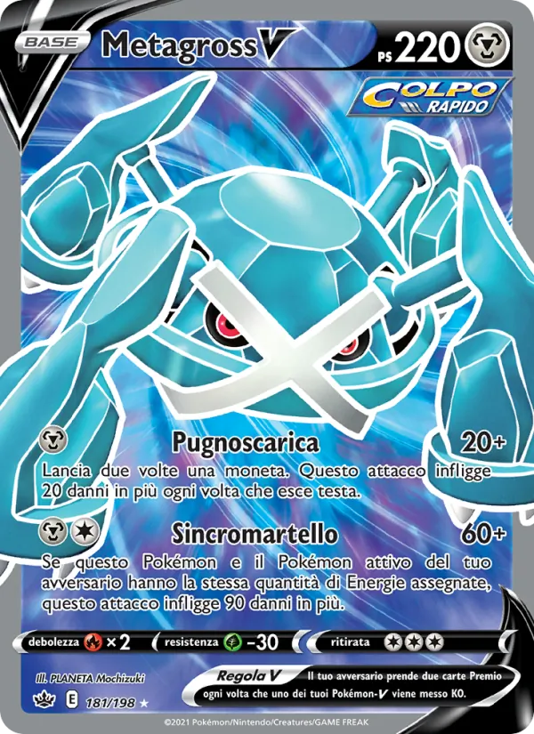 Carta Metagross V dell'espansione Regno Glaciale, numero 181/198
