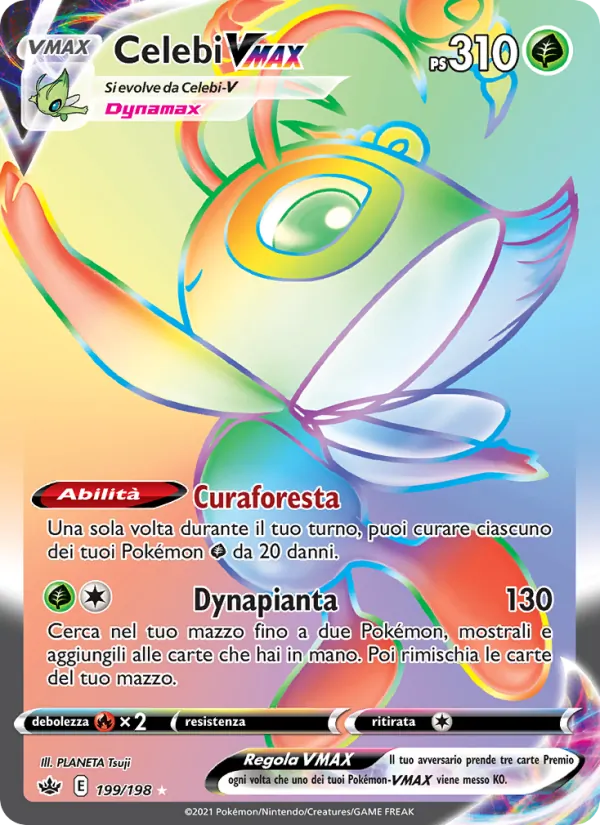 Carta Celebi VMAX dell'espansione Regno Glaciale, numero 199/198
