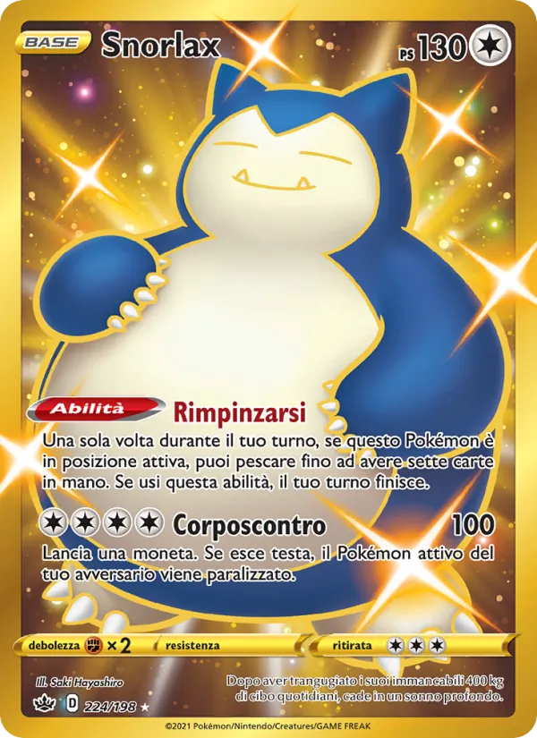 Carta Snorlax dell'espansione Regno Glaciale, numero 224/198