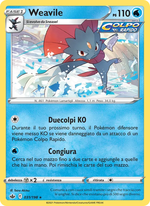Carta Weavile dell'espansione Regno Glaciale, numero 31/198