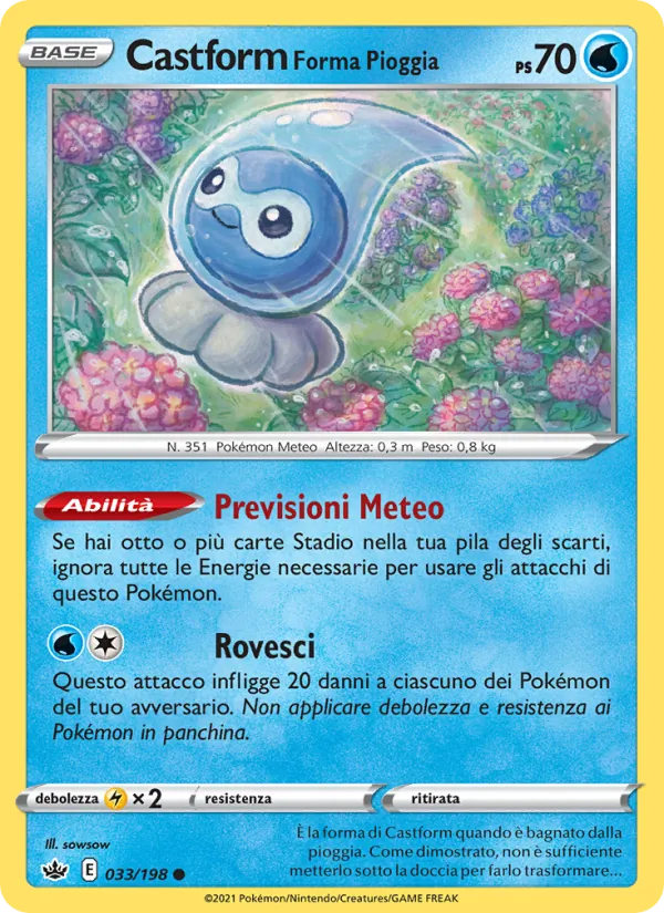 Carta Castform Forma Pioggia dell'espansione Regno Glaciale, numero 33/198