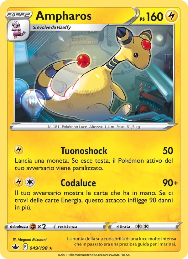 Carta Ampharos dell'espansione Regno Glaciale, numero 49/198