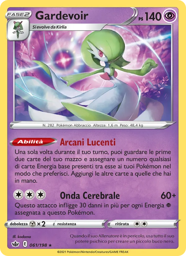 Carta Gardevoir dell'espansione Regno Glaciale, numero 61/198