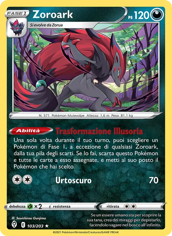 Carta Zoroark dell'espansione Evoluzioni Eteree, numero 103/203