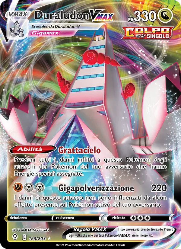 Carta Duraludon VMAX dell'espansione Evoluzioni Eteree, numero 123/203