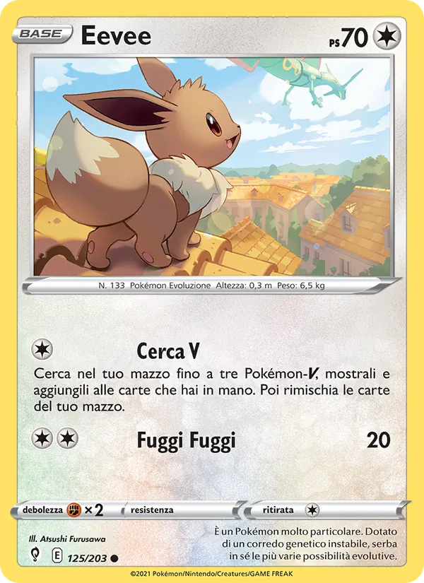 Carta Eevee dell'espansione Evoluzioni Eteree, numero 125/203