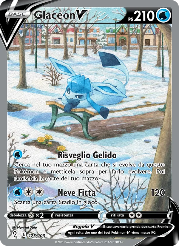 Carta Glaceon V dell'espansione Evoluzioni Eteree, numero 175/203