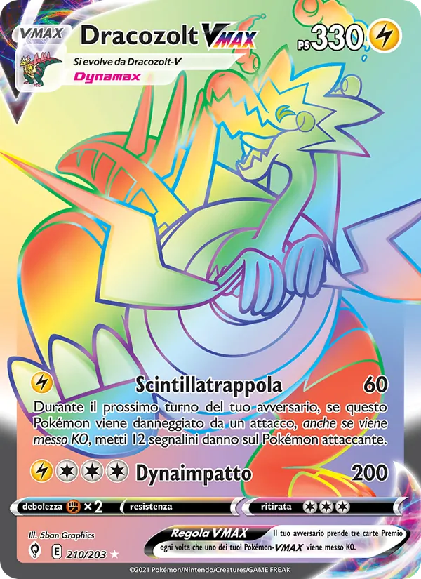 Carta Dracozolt VMAX dell'espansione Evoluzioni Eteree, numero 210/203