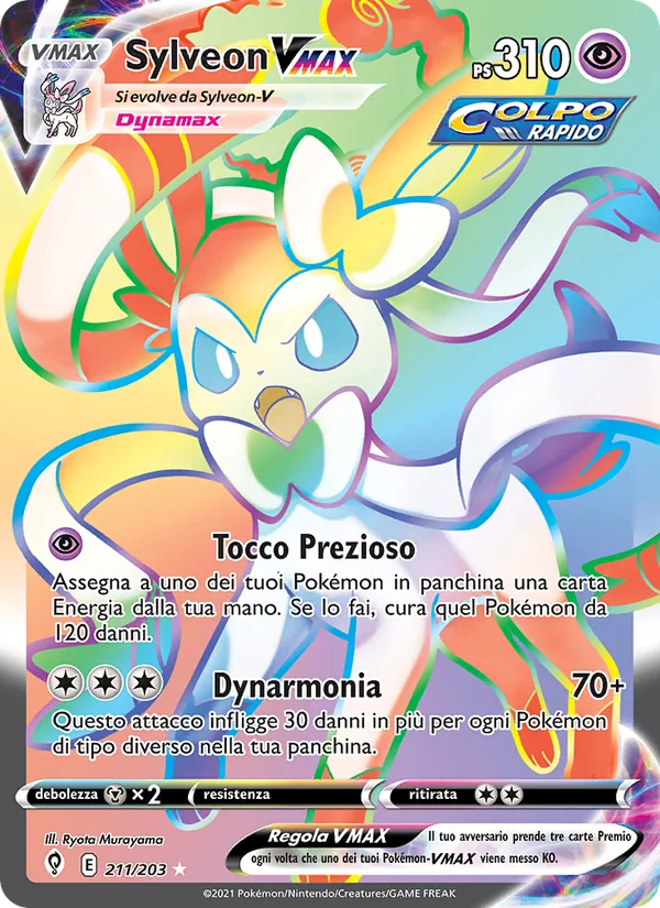 Carta Sylveon VMAX dell'espansione Evoluzioni Eteree, numero 211/203