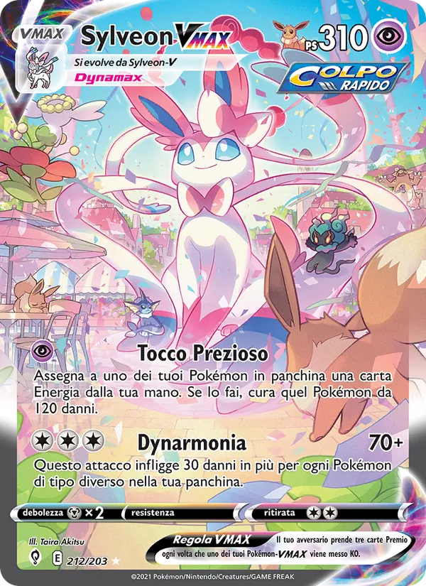 Carta Sylveon VMAX dell'espansione Evoluzioni Eteree, numero 212/203