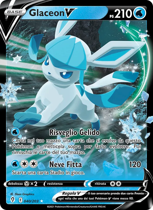 Carta Glaceon V dell'espansione Evoluzioni Eteree, numero 40/203