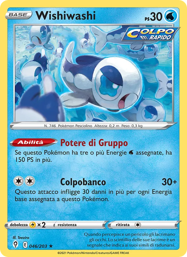 Carta Wishiwashi dell'espansione Evoluzioni Eteree, numero 46/203