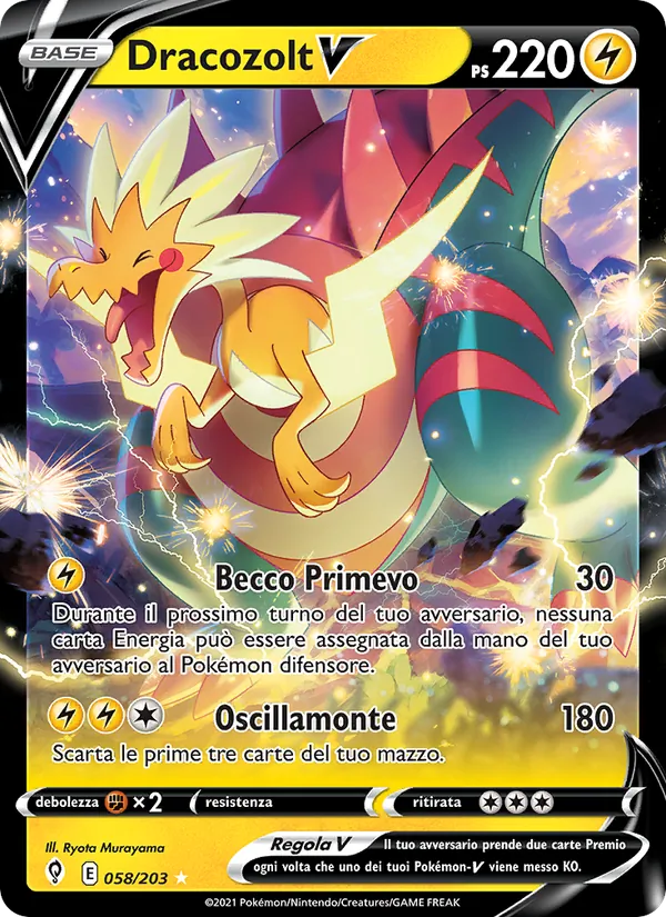 Carta Dracozolt V dell'espansione Evoluzioni Eteree, numero 58/203