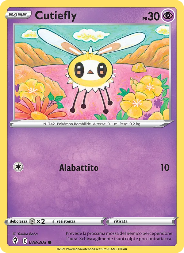 Carta Cutiefly dell'espansione Evoluzioni Eteree, numero 78/203